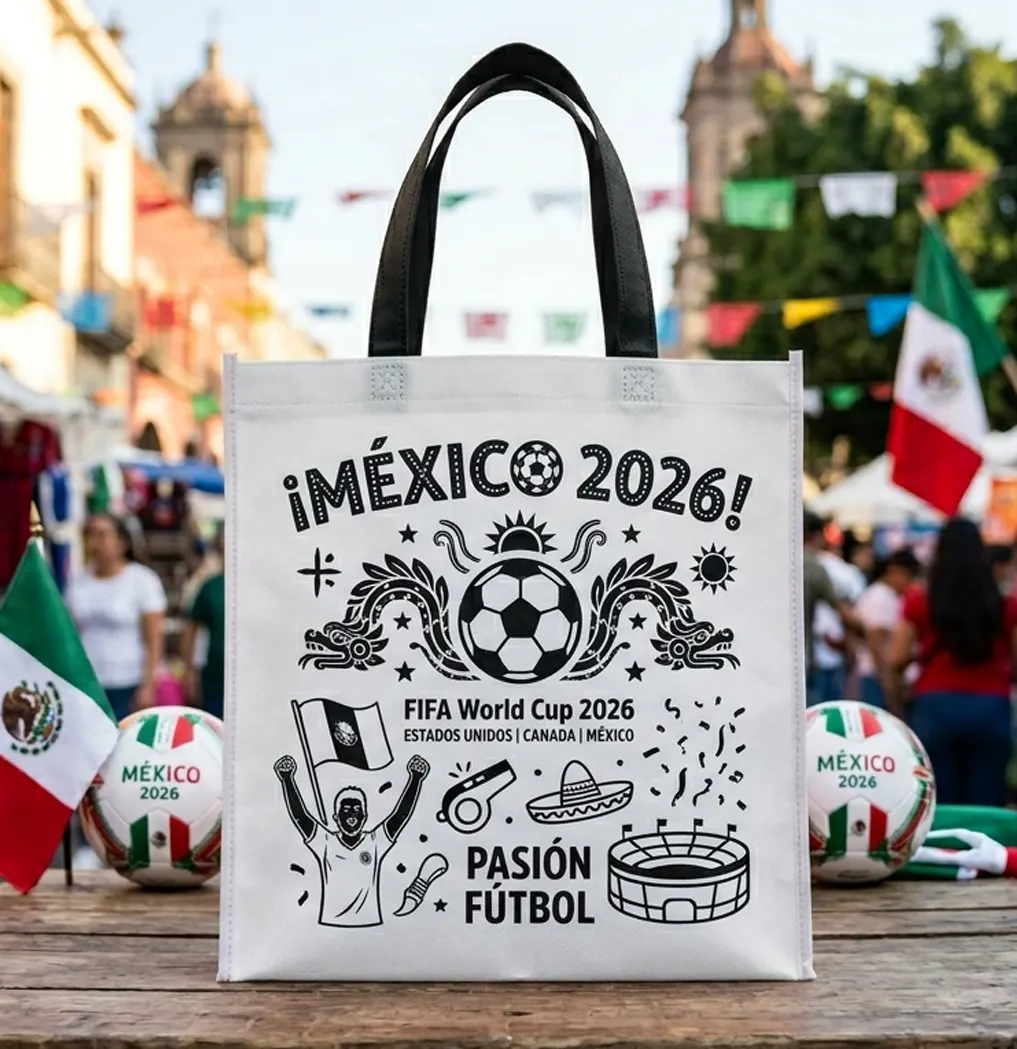 Bolsas ecológicas personalizadas con temática mexicana para el Mundial 2026