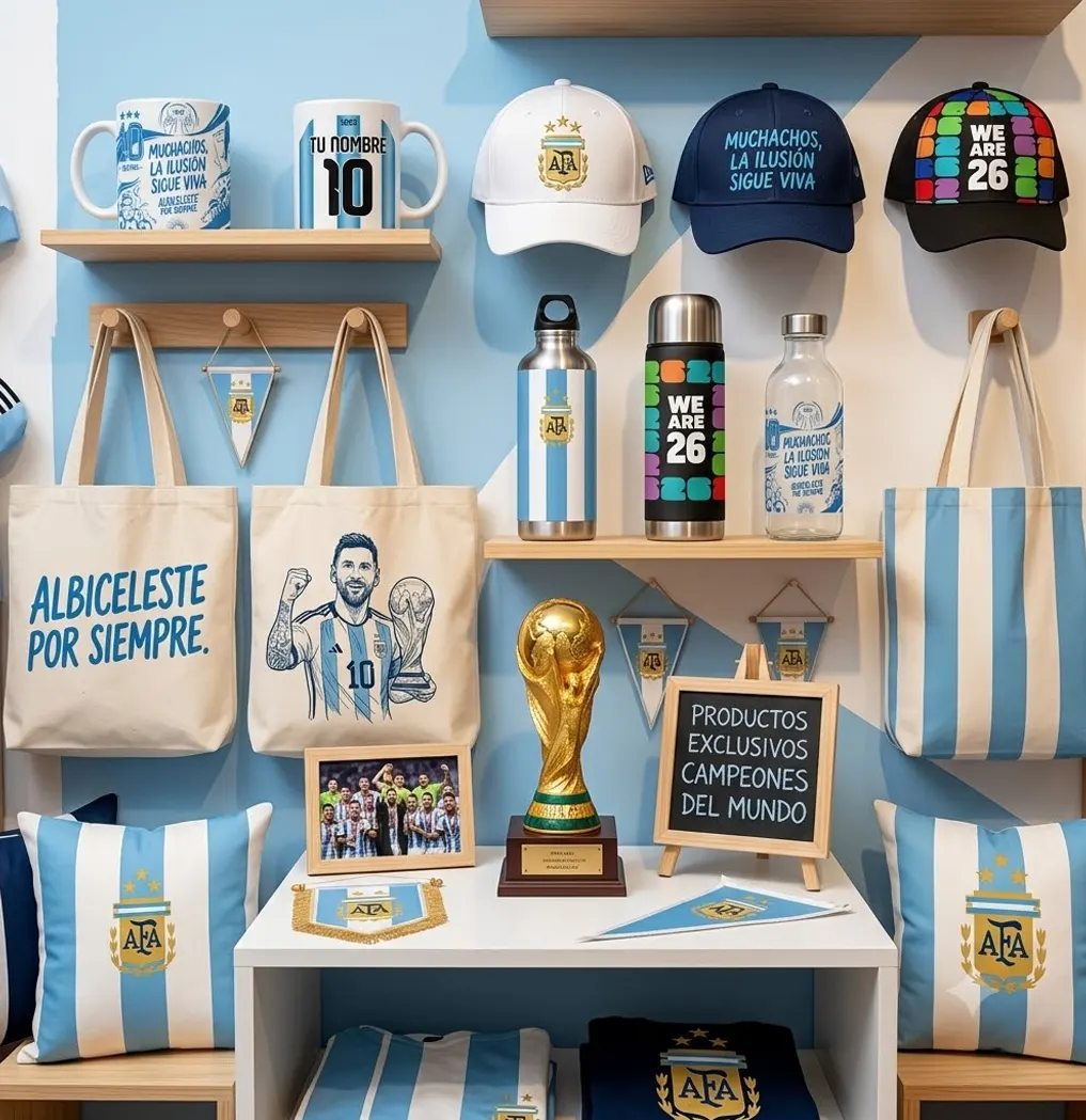 Productos de decoración personalizados con temática argentina para el Mundial 2026