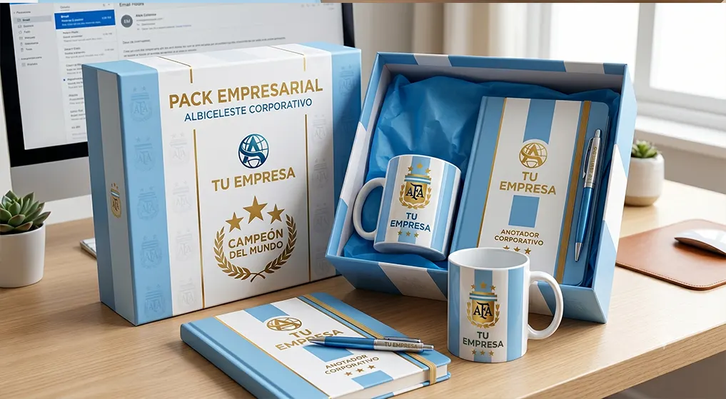 Pack de productos personalizados argentinos para el Mundial 2026