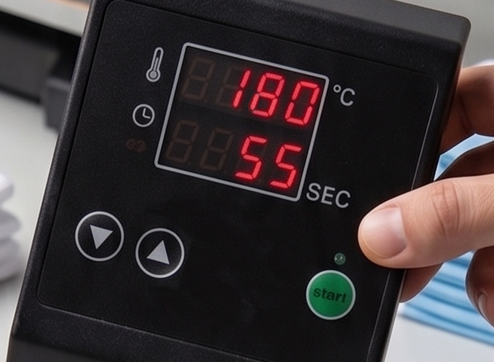 Configurar temperatura y tiempo en la plancha térmica