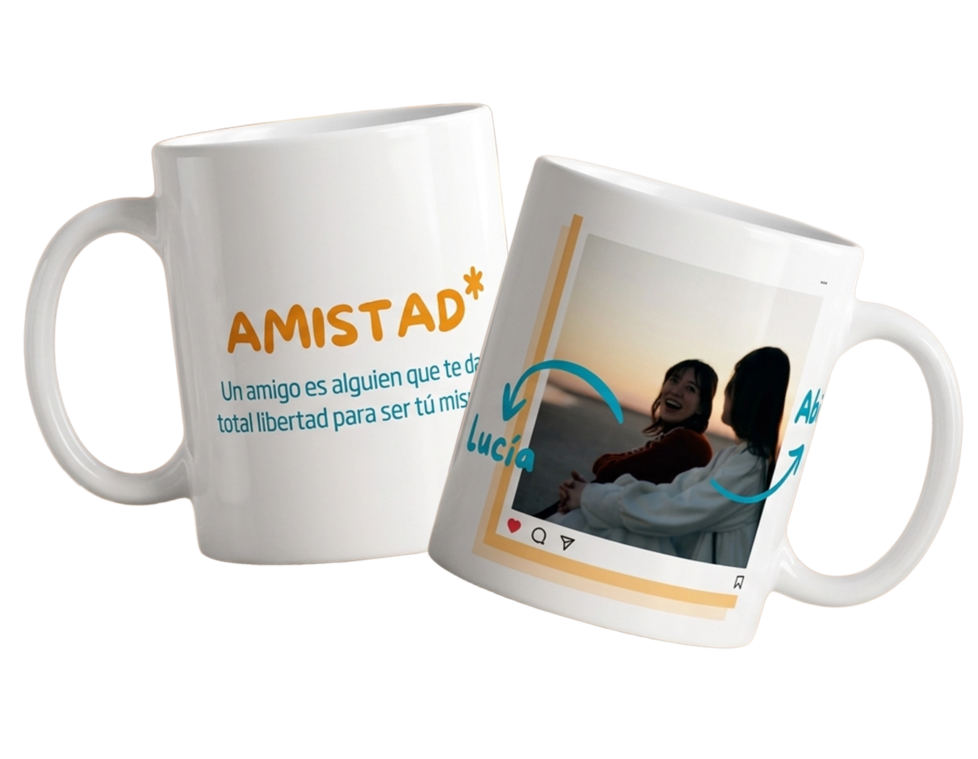 Tazas del Día del Amigo personalizadas con fotos usando plantillas de Canva