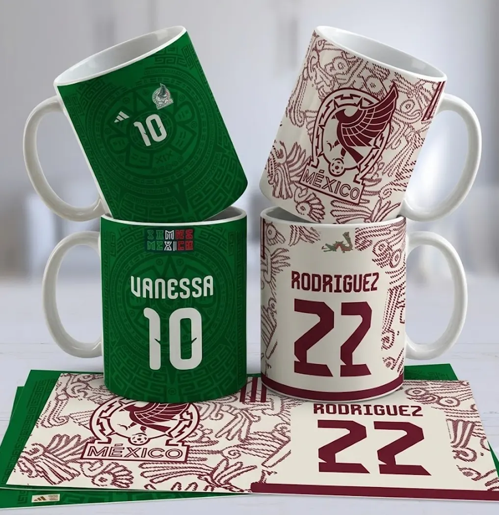 Tazas sublimadas con temática mexicana para el Mundial 2026